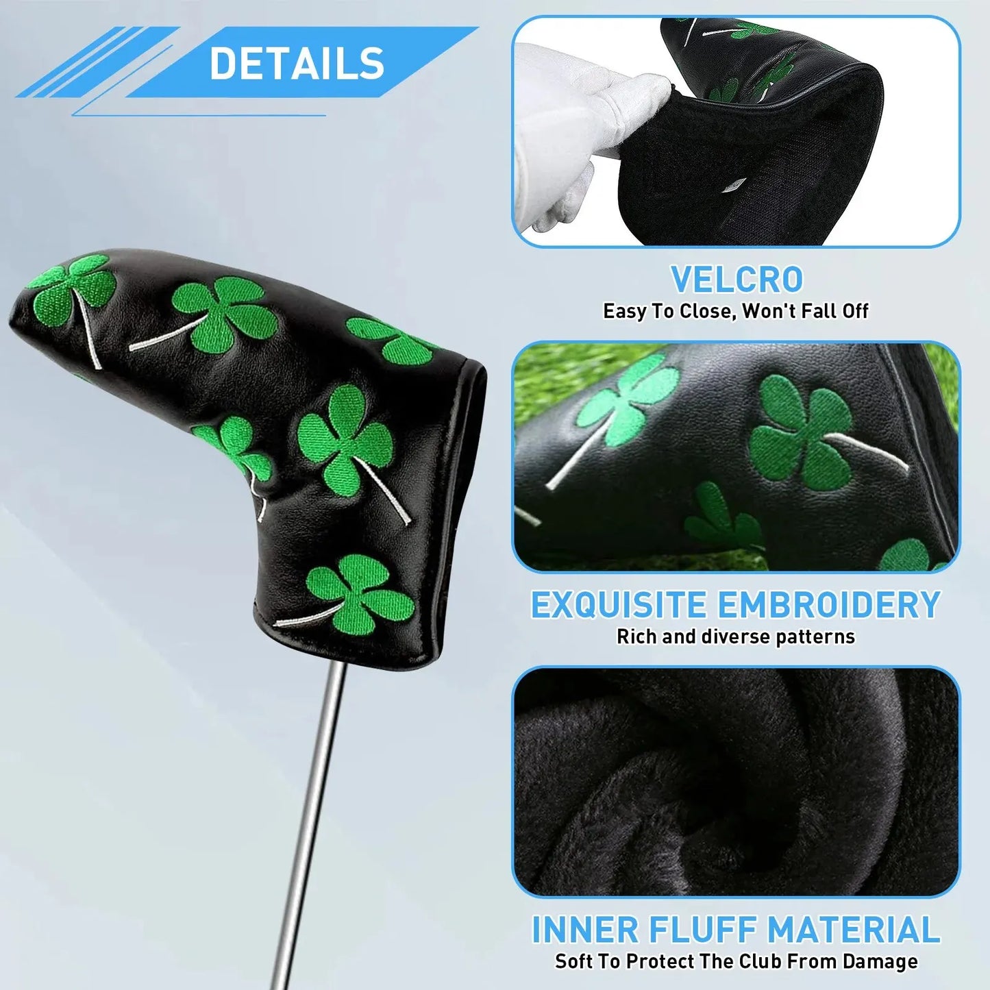 Golf Putter Head Covers Blade Club Headcover PU Leather Protector