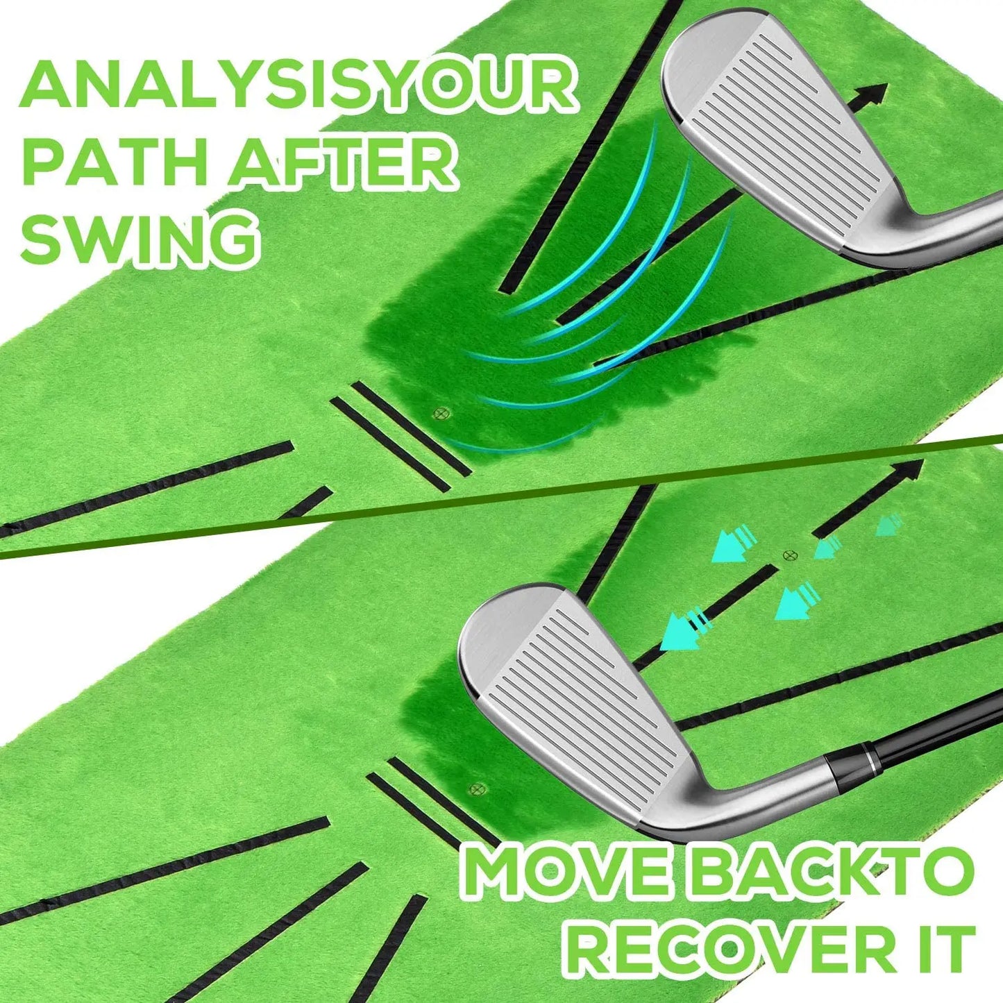 Golf Training Mat Swing Track Practice Marking Pad Detection Batting