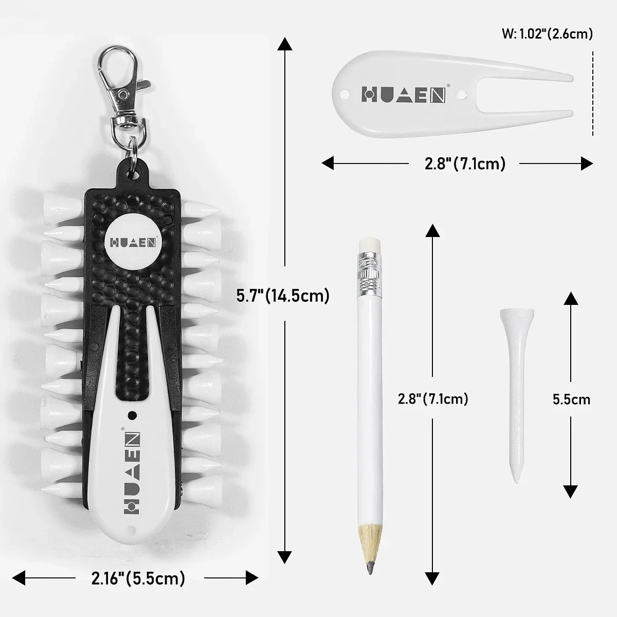 OTAUTAU Golf Tee Rack – 12 Tees, Divot Tool & Pencil (Portable)