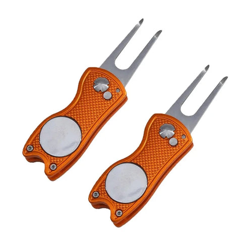 1/2pc Foldable Golf Divot Repair Tool with Golf Ball Tool Pitch Groove