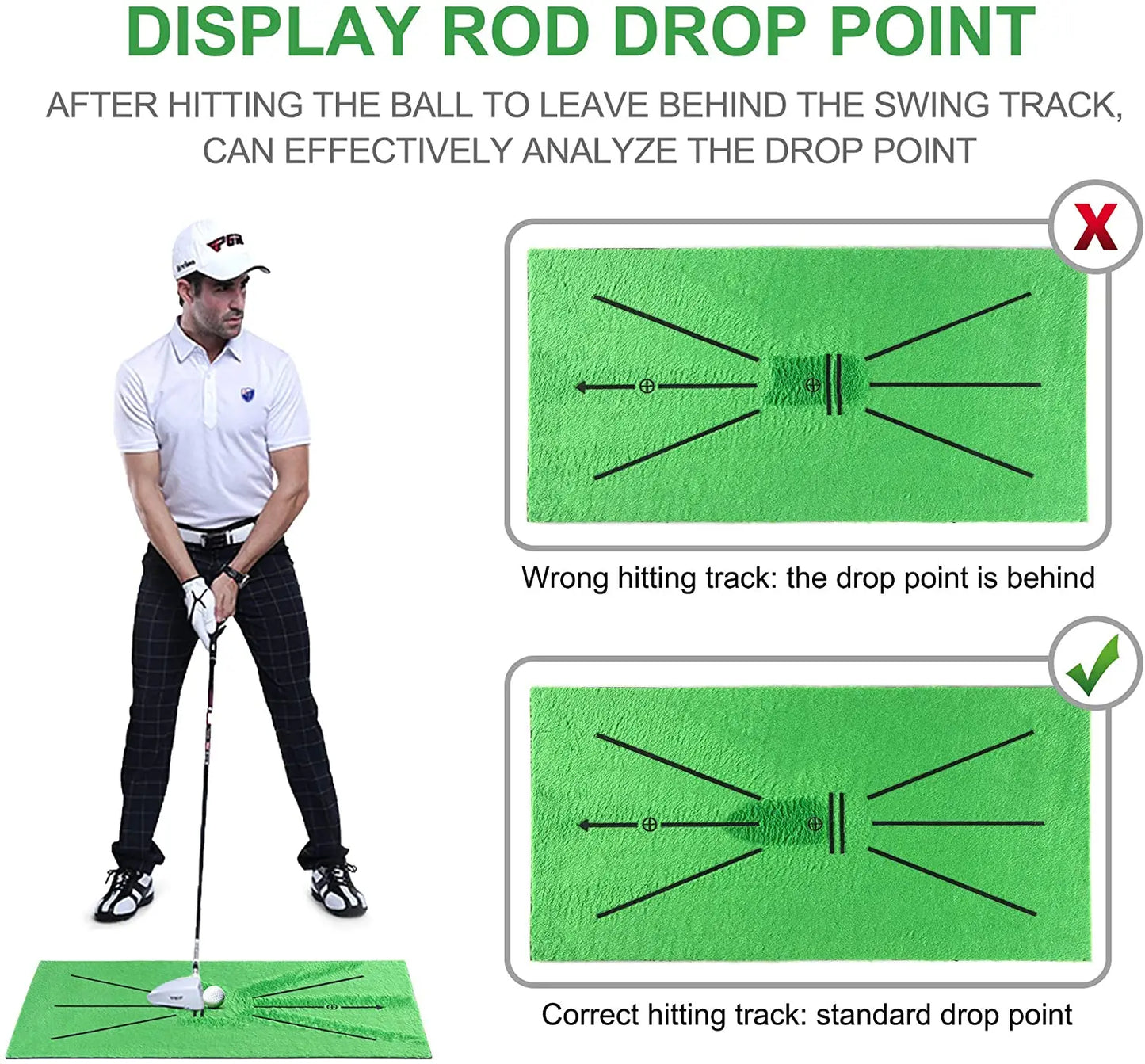Golf Training Mat Swing Track Practice Marking Pad Detection Batting