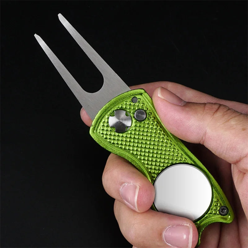 1/2pc Foldable Golf Divot Repair Tool with Golf Ball Tool Pitch Groove