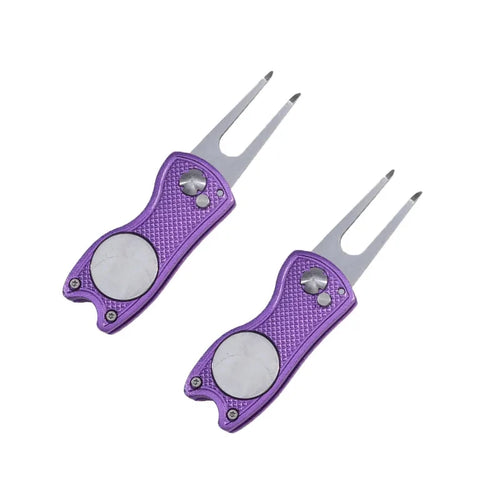 1/2pc Foldable Golf Divot Repair Tool with Golf Ball Tool Pitch Groove