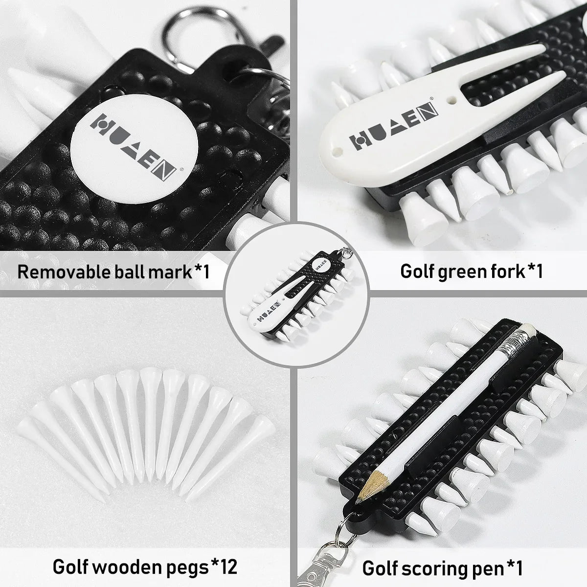 OTAUTAU Golf Tee Rack – 12 Tees, Divot Tool & Pencil (Portable)