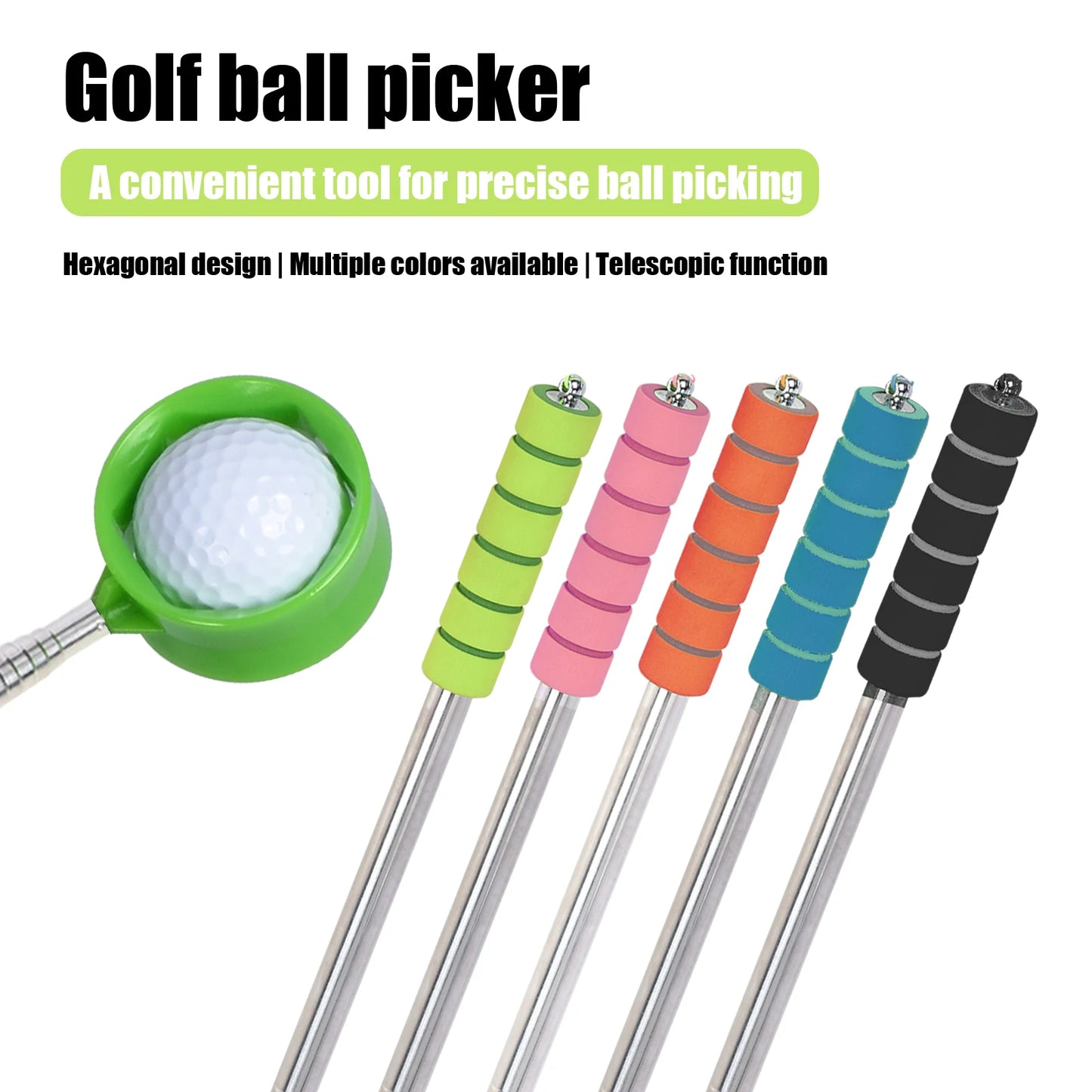 The Retractable Golf Ball Picker Lightweight Stainless Steel Golf Ball