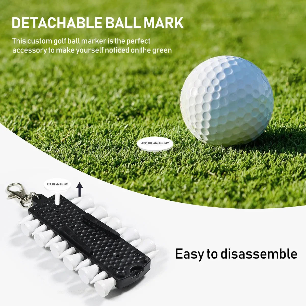 OTAUTAU Golf Tee Rack – 12 Tees, Divot Tool & Pencil (Portable)