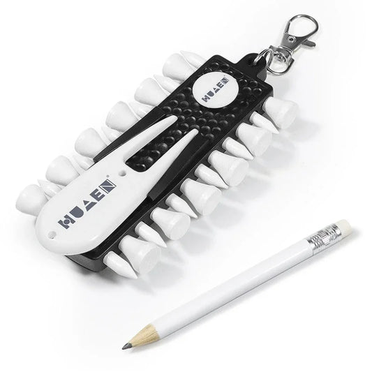 OTAUTAU Golf Tee Rack – 12 Tees, Divot Tool & Pencil (Portable)