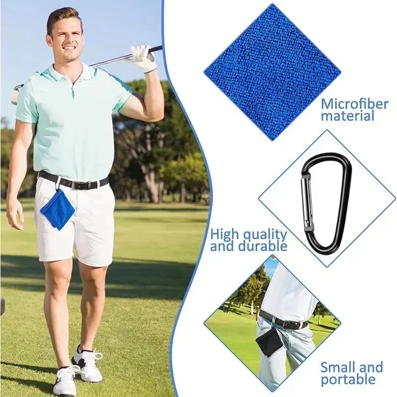 PGM Square Microfiber Golf Ball Cleaning Towel with Carabiner Hook