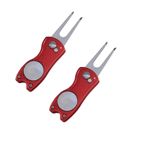 1/2pc Foldable Golf Divot Repair Tool with Golf Ball Tool Pitch Groove