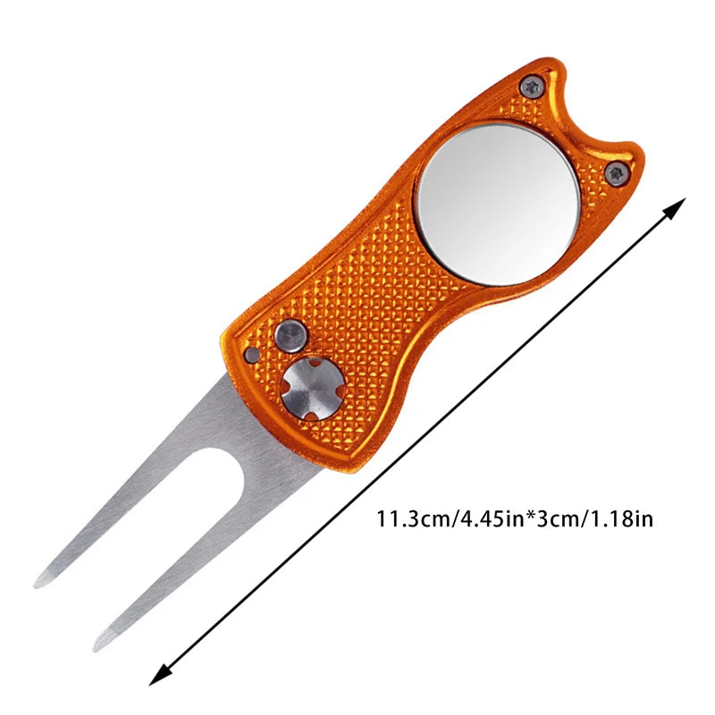 1/2pc Foldable Golf Divot Repair Tool with Golf Ball Tool Pitch Groove