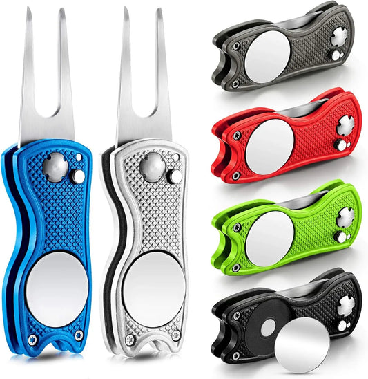 1/2pc Foldable Golf Divot Repair Tool with Golf Ball Tool Pitch Groove