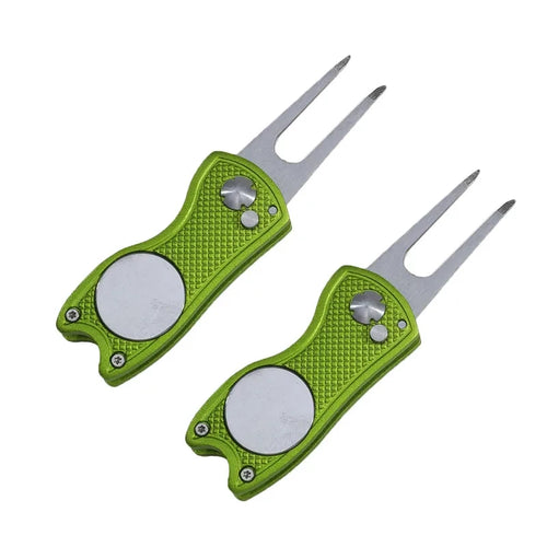 1/2pc Foldable Golf Divot Repair Tool with Golf Ball Tool Pitch Groove