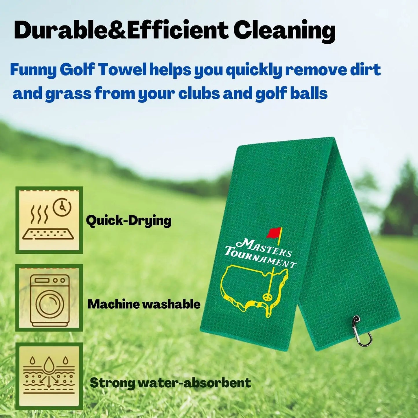 Funny Microfiber Premium Golf Towel, Embroidered Golf Towels for Golf