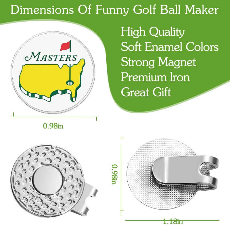 Golf Hat Clip Ball Marker Magnetic Easily Attach to Hat Cartoon Flag