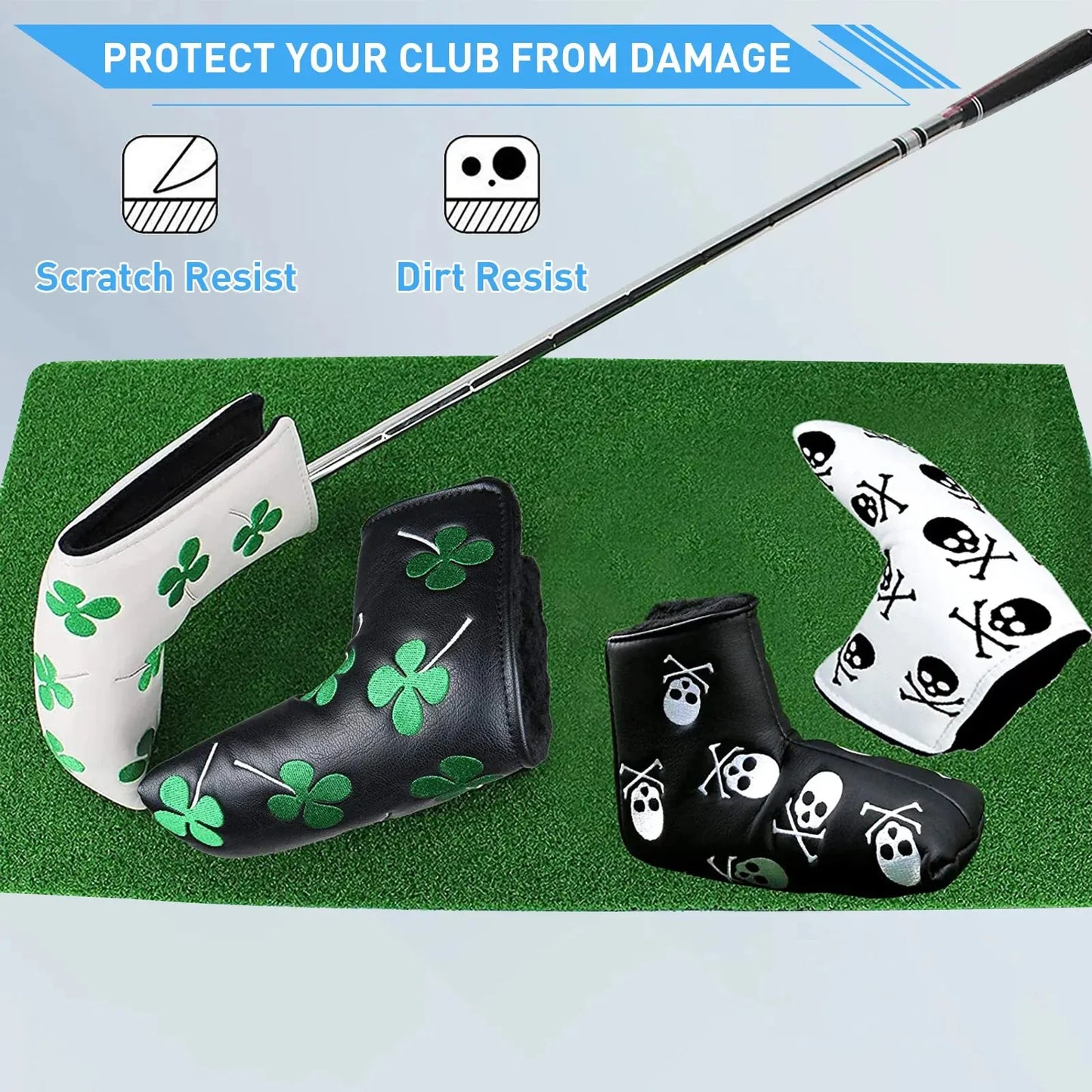 Golf Putter Head Covers Blade Club Headcover PU Leather Protector