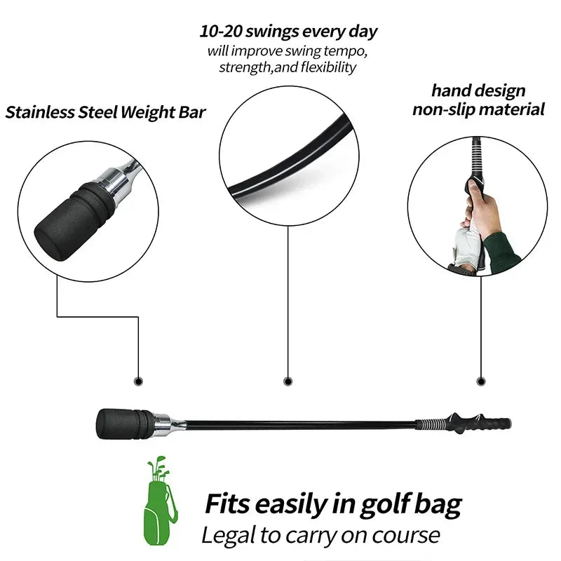 PGM Golf Swing Trainer Black Indoor and Outdoor Practice Stick Hand